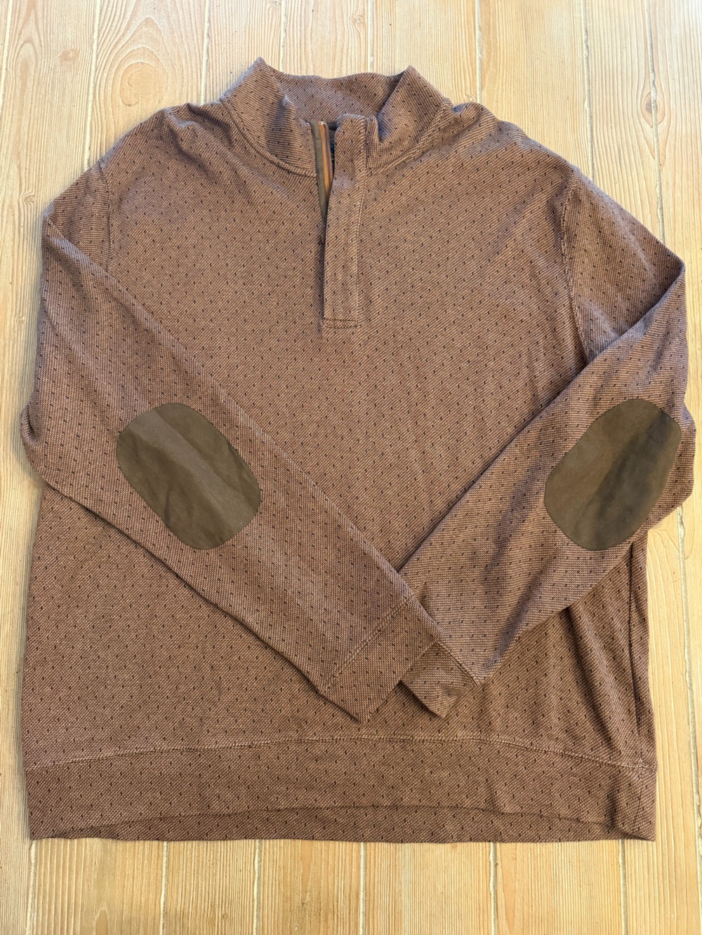 Jos. A. Bank Brown Half-Zip Sweater with Dark Elbow Patches